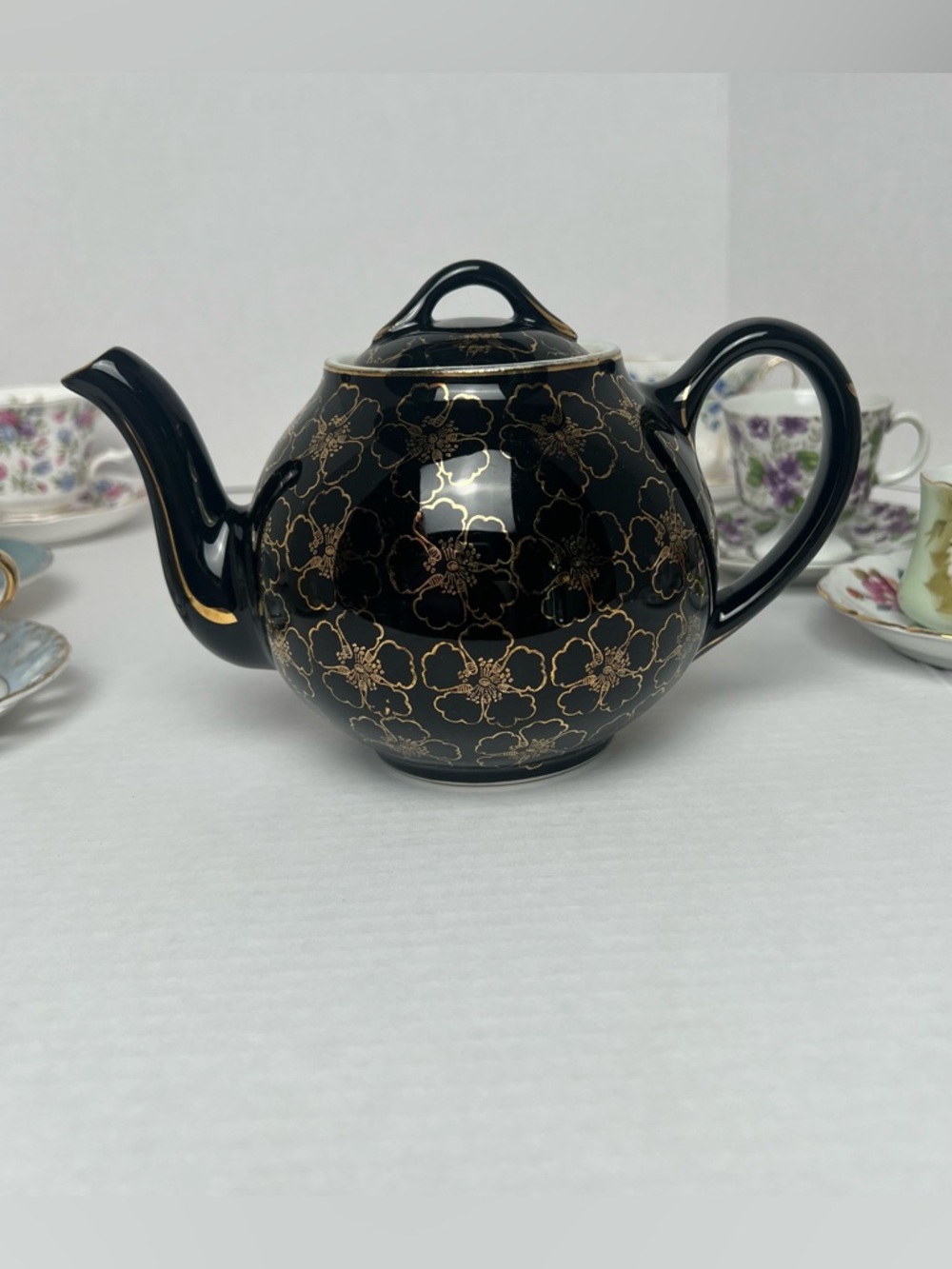 Hall Black and Gold with 24 KT Gold Plated Trim teapot